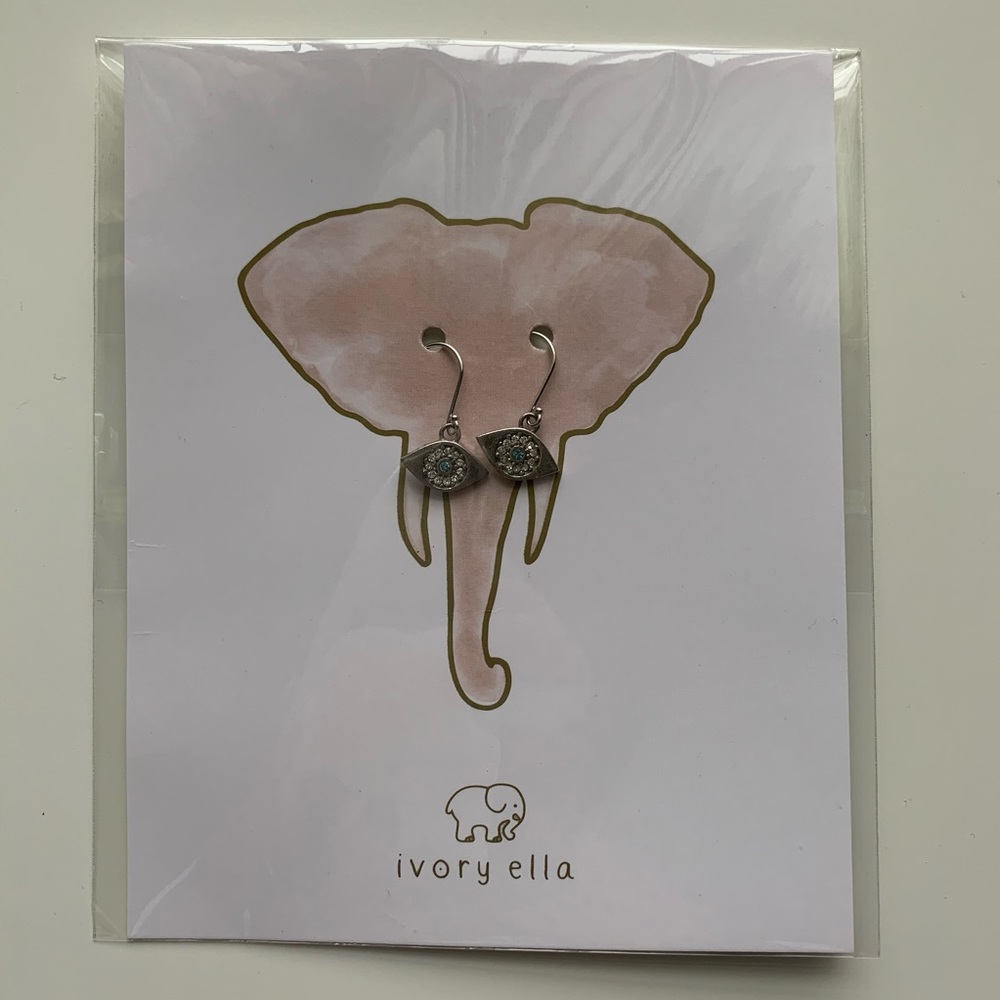 Ivory Ella Silver Crystal Evil Eye Dangle Earrings